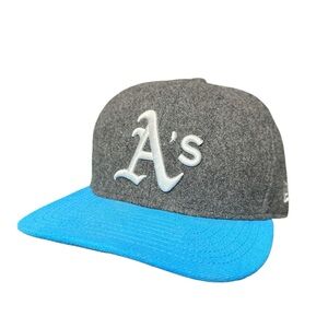 Mens Y2K New Era Oakland Athletics Grey Wool SnapBack Hat Size M/L
